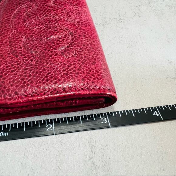 Chanel Burgundy Red Caviar Leather Fold Over Open Wallet - Picture 14 of 16